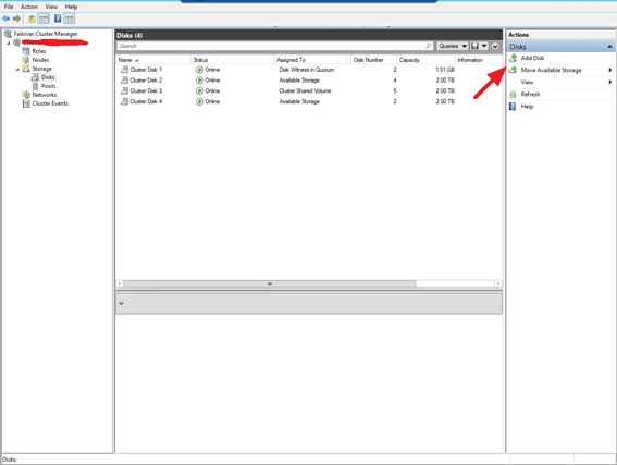 Adicionando um disco novo no Cluster no Windows Server 2012R2