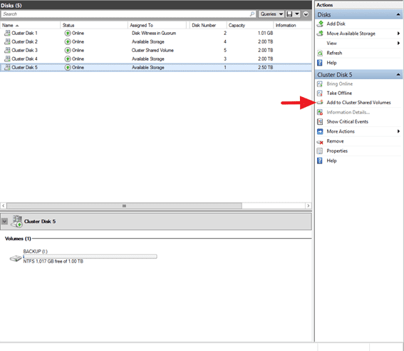 Adicionando um disco novo no Cluster no Windows Server 2012R2