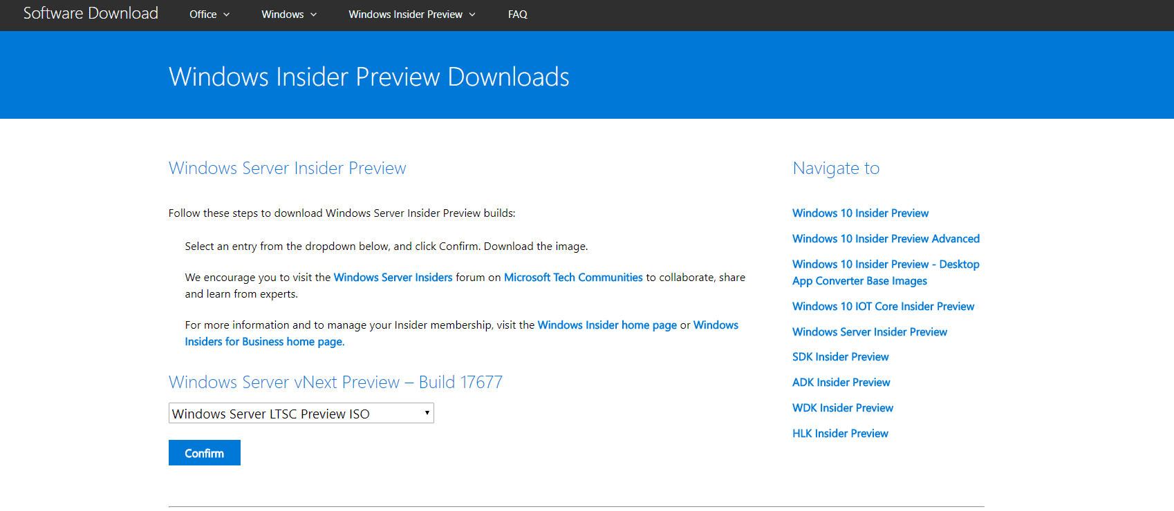 Download do novo Windows Server 2019