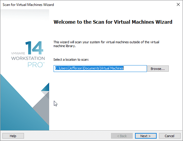 Scan de VM no VMware Workstation