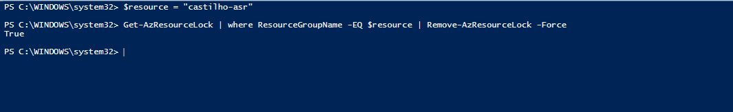 Removendo Lock do Resource Group via Powershell Az