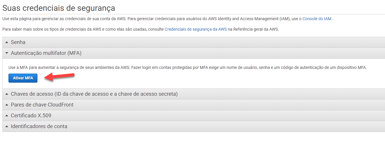 Adicionando MFA em uma Conta da AWS