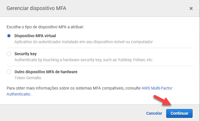 Adicionando MFA em uma Conta da AWS