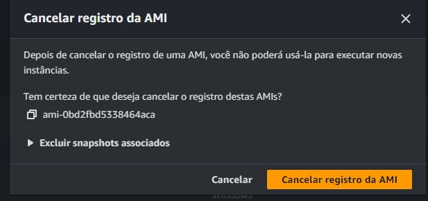 Cancelando o registro de uma AMI AWS