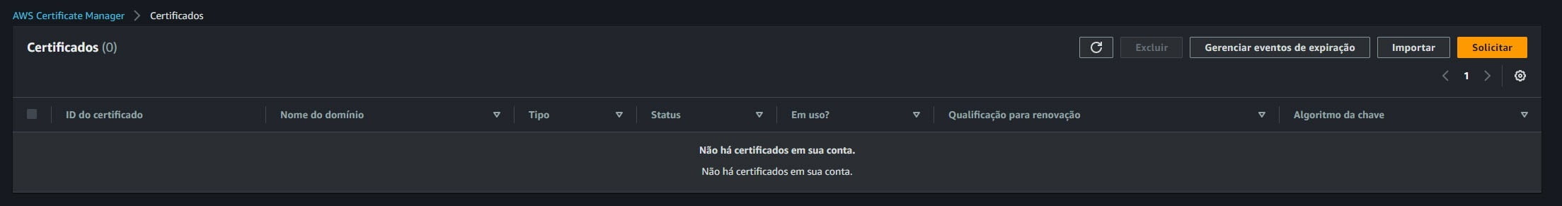 Criando um certificado publico com o ACM na AWS