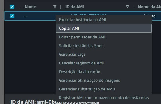 Copiar AMI entre regioes da AWS