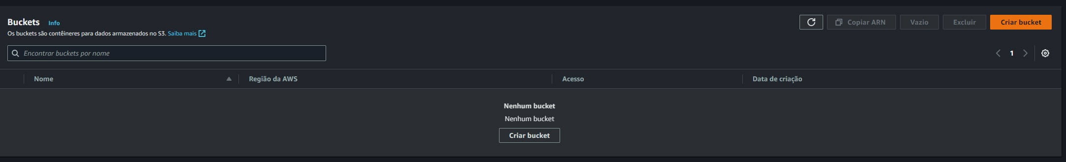 Criando um bucket s3 AWS 1 Criando um bucket s3 AWS