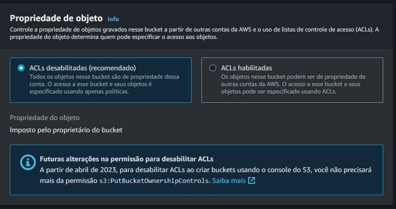 Criando um bucket s3 AWS