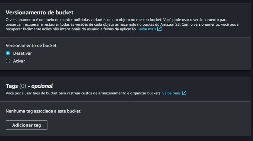 Criando um bucket s3 AWS