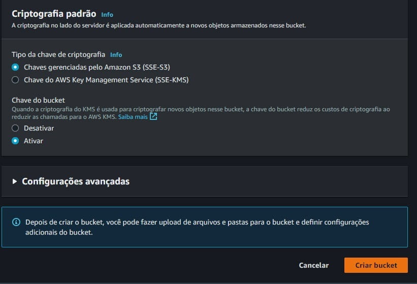 Criando um bucket s3 AWS 6 Criando um bucket s3 AWS