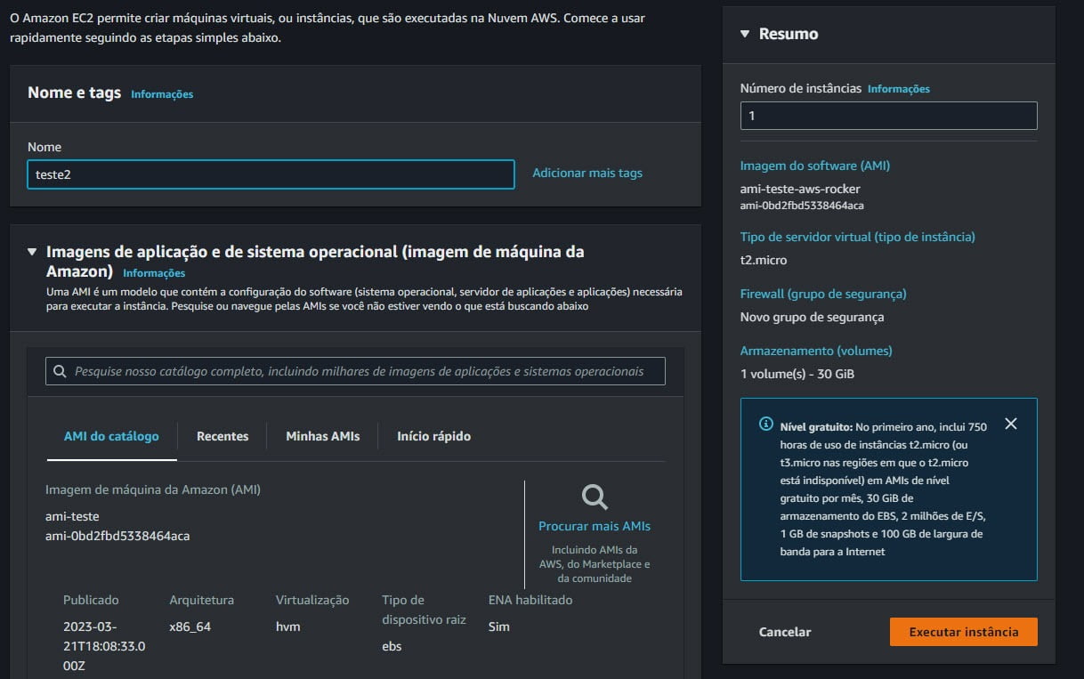 Iniciando uma instancia EC2 de AMI