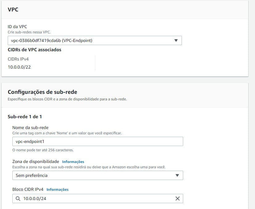 Criando uma subnet na AWS