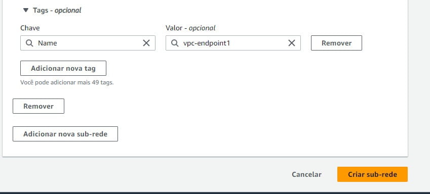 Criando uma subnet na AWS