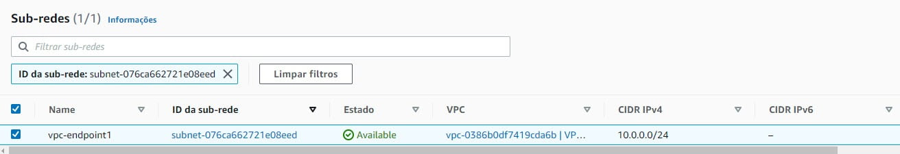 Criando uma subnet na AWS