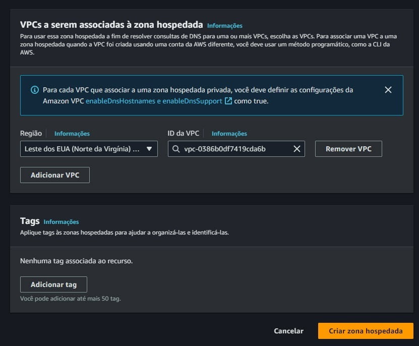 Criando uma zona privada route53 AWS 3 Criando uma zona privada route53 AWS