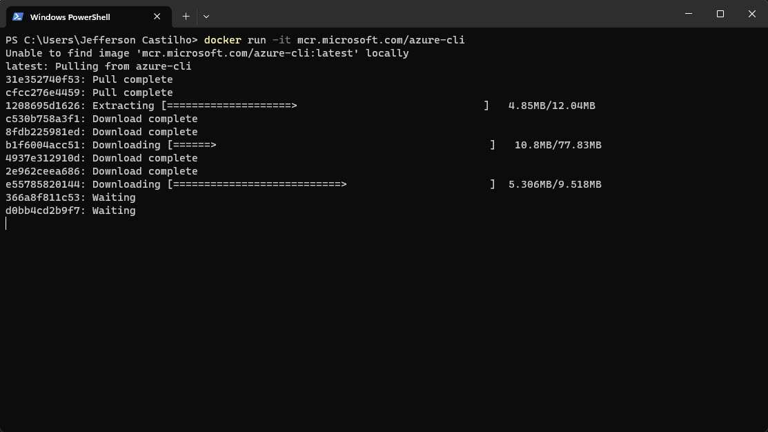 Azure CLI usando Docker no Windows