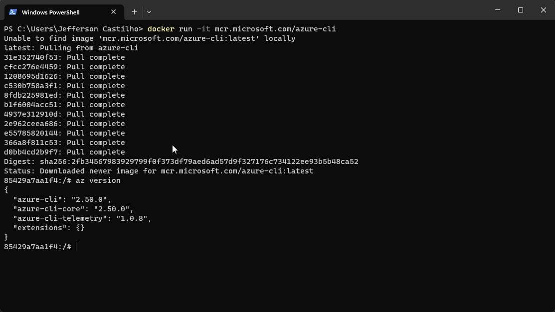 Azure CLI usando Docker no Windows