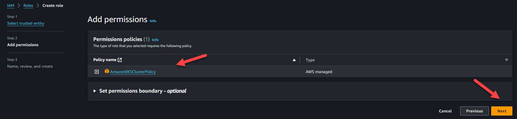 Criando Role EKS Cluster