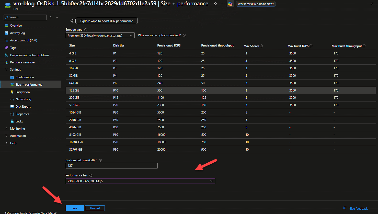Como Aumentar IOPS Managed Disks no Azure