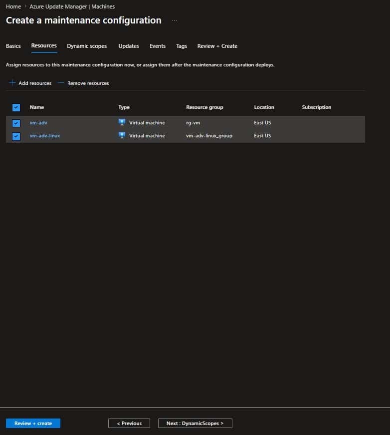 Azure Update Manager configurando agendamento