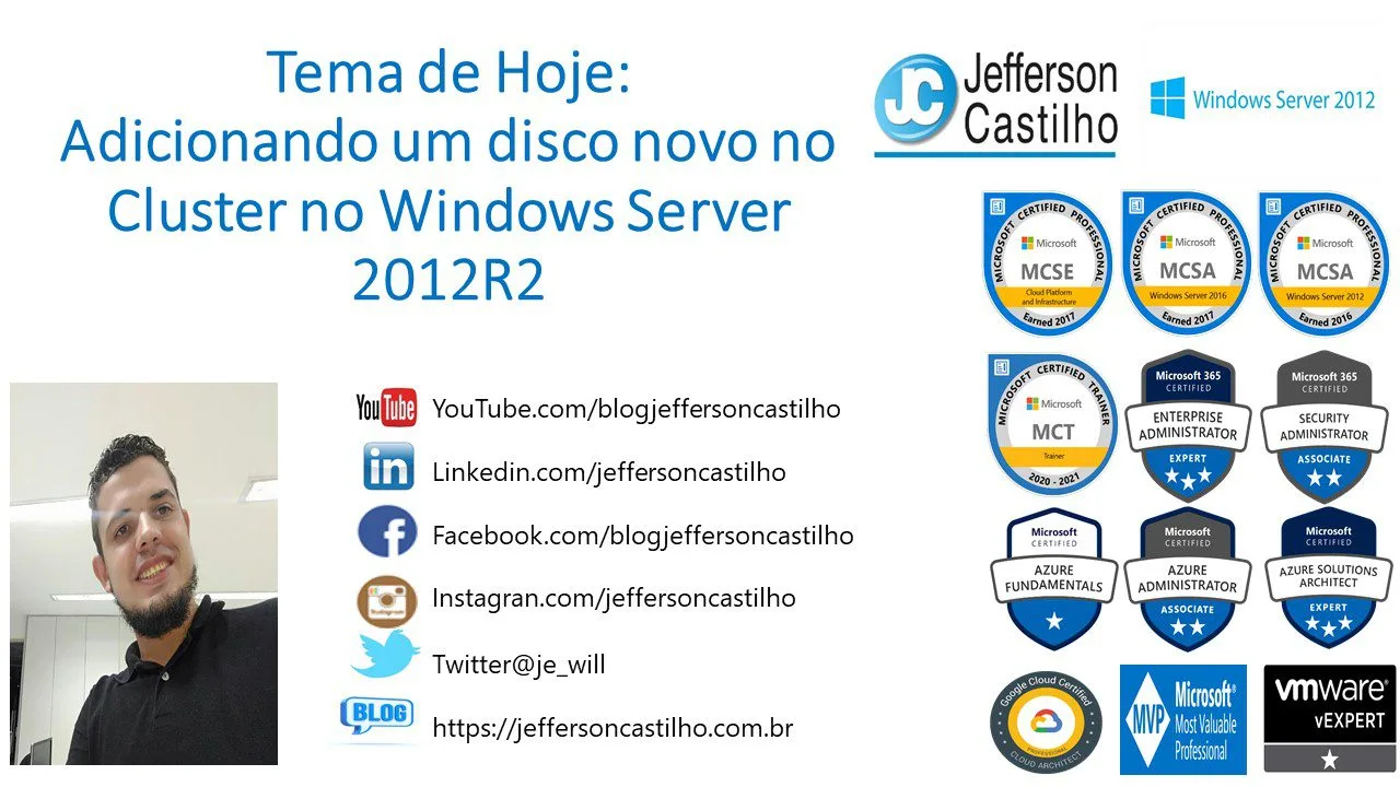 Adicionando um disco novo no Cluster no Windows Server 2012R2