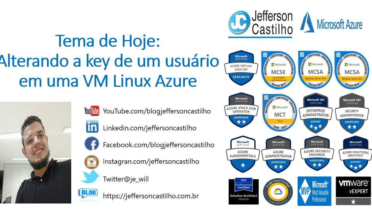 Alterando a key de um usuário em uma VM Linux Azure