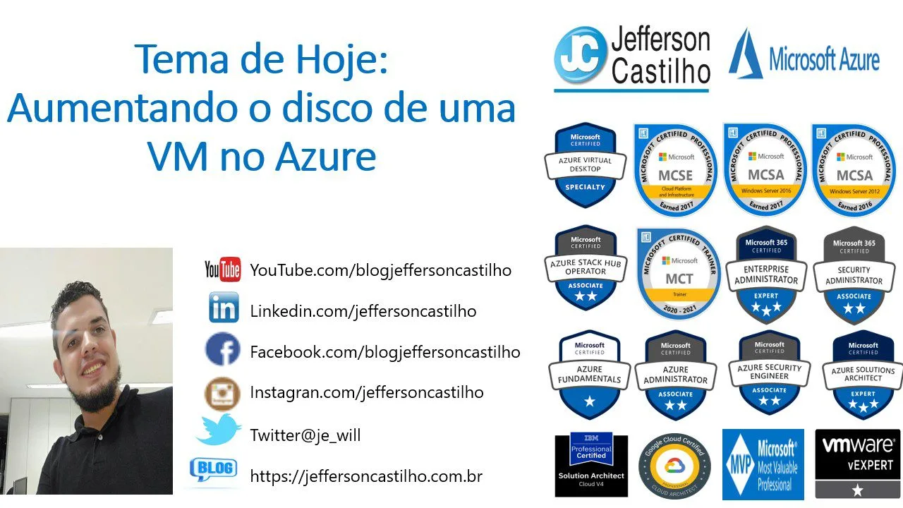 Aumentando o disco de uma VM no Azure