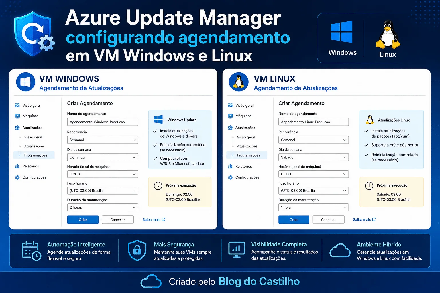 Azure Update Manager configurando agendamento