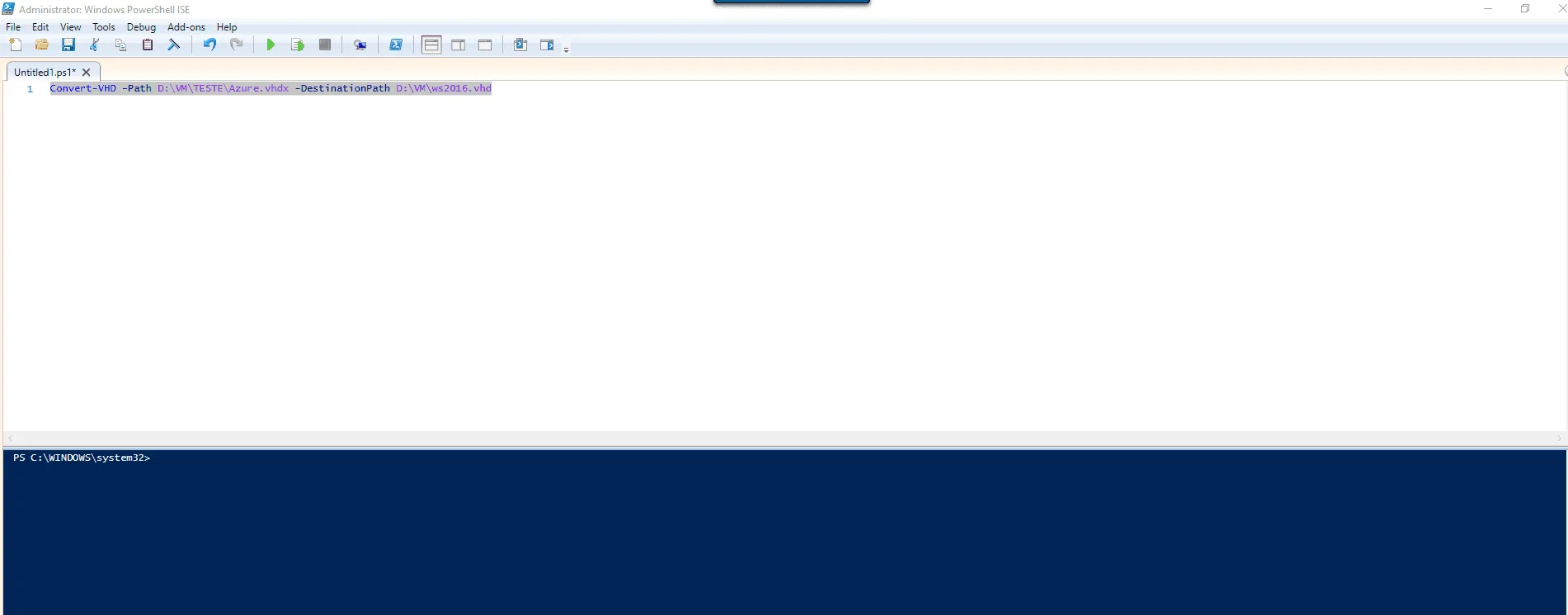 Convertendo VHDX para VHD (PowerShell)