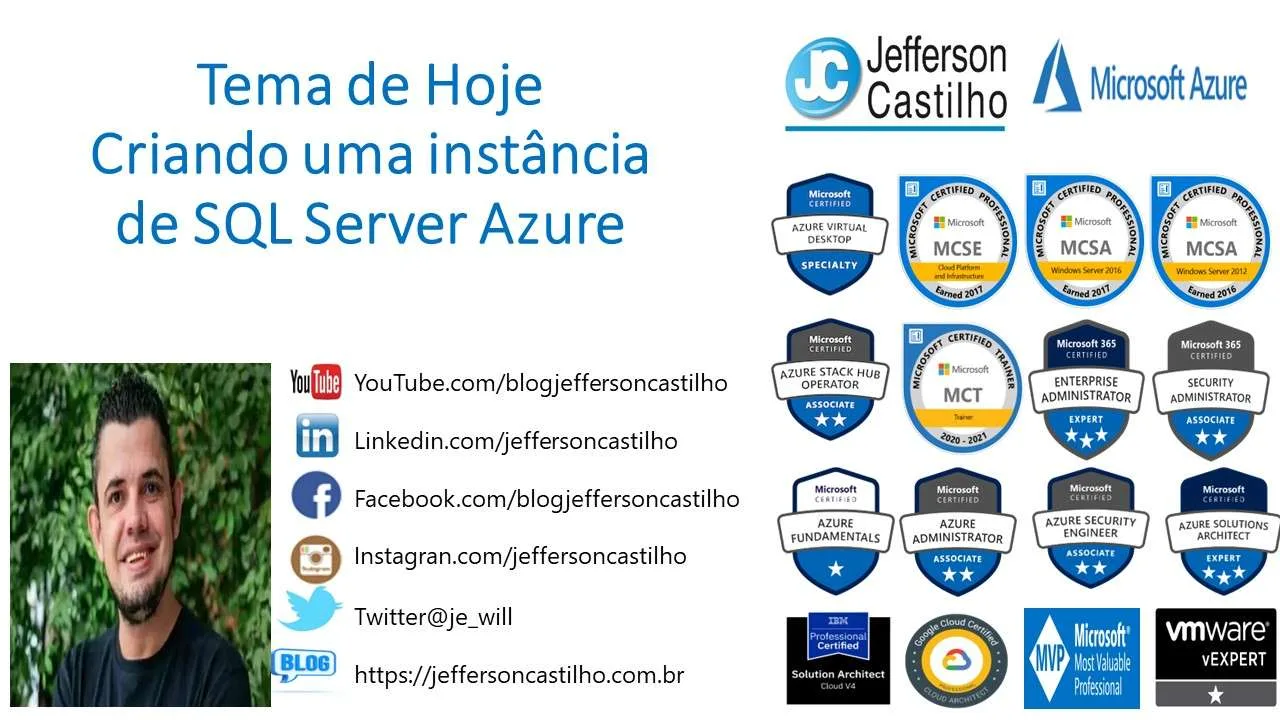 Criando uma instância de SQL Server Azure