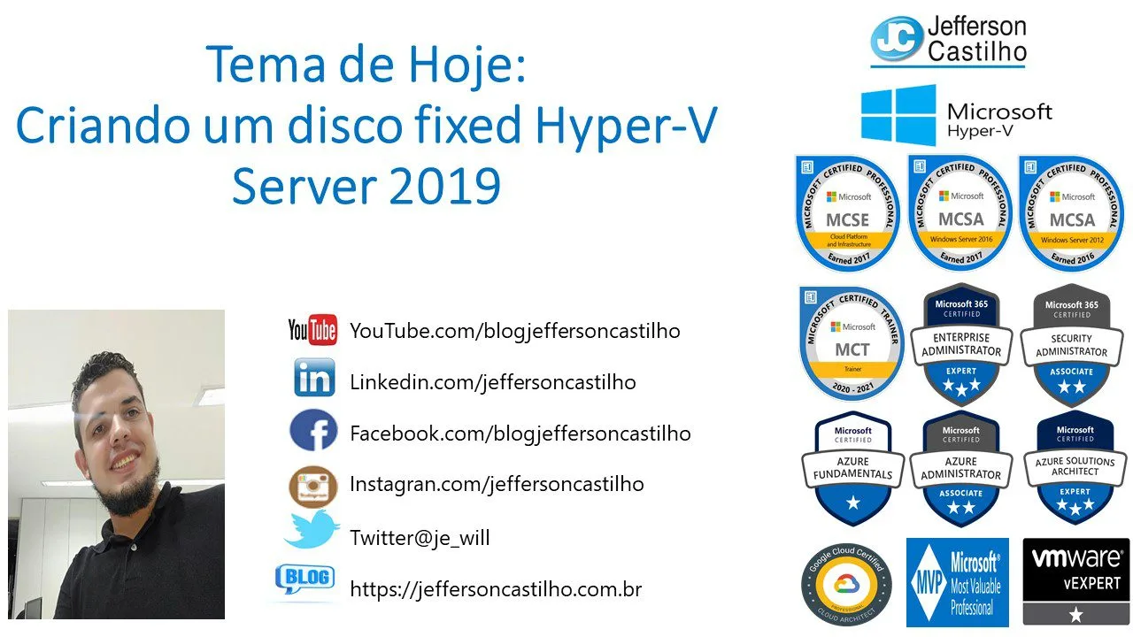 Criando um disco fixed Hyper-V Server 2019