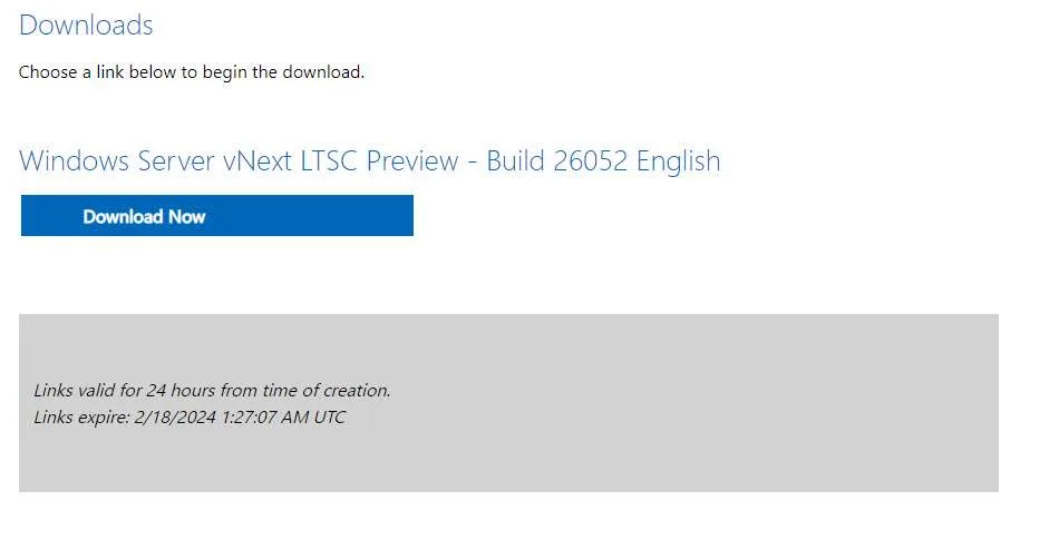 Download do Windows Server 2025