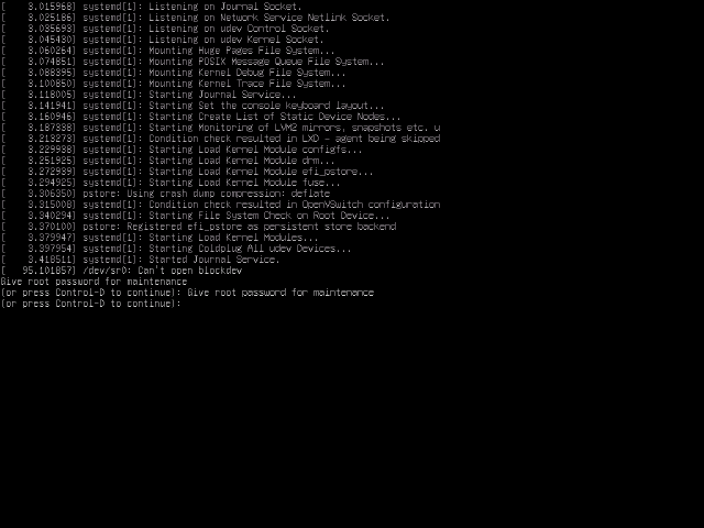 Screenshot real do Boot Diagnostics mostrando VM Azure em emergency mode