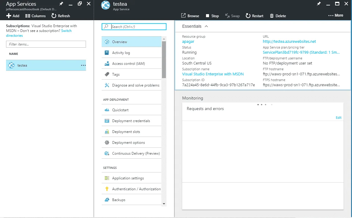 Usando o Kudu dentro do WebApp no Microsoft Azure