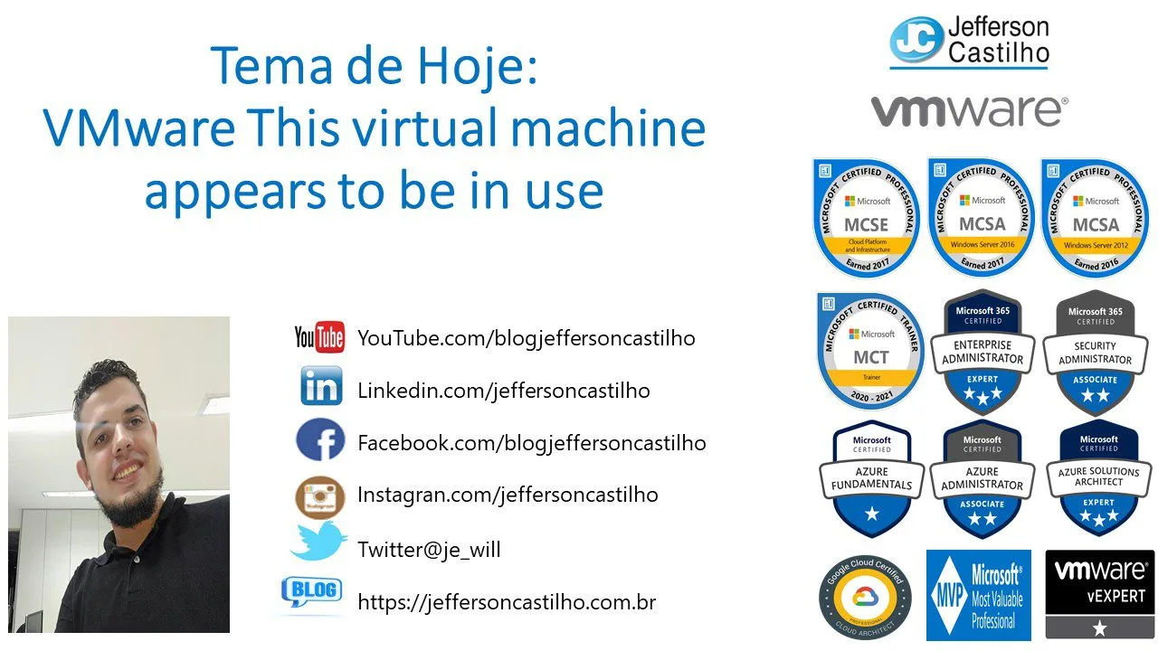 VMware This virtual machine appears to be in use